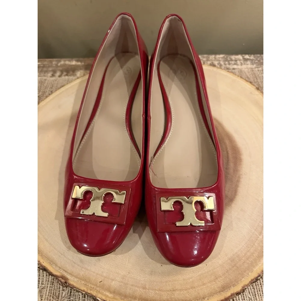 Tory Burch Gigi Women's Red Patent Leather Block Heel Pumps Size 8.5! $285‎